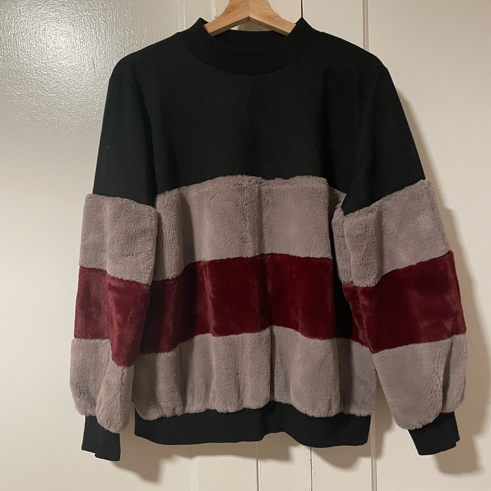 NASTY GAL: black sweatshirt with fur detailing
